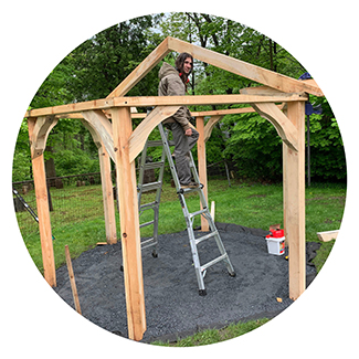 young person building a gazebo